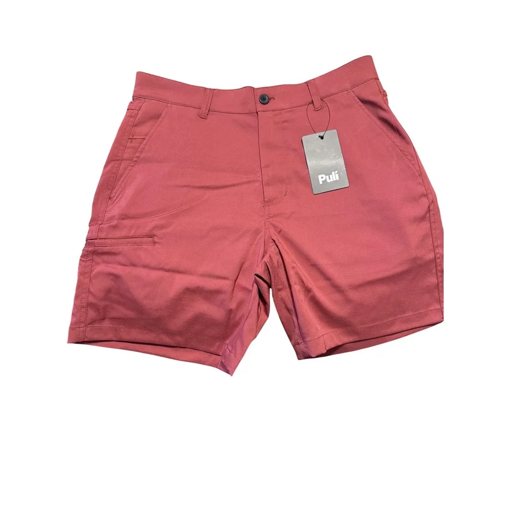 Puli Mens Stretch Woven Golf Shorts Washed Red Size‎ 32 PUSHT0595WD32 NWT